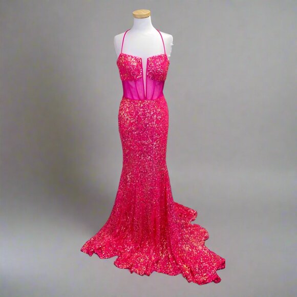Alyce Paris Barbie pink sequin dress, size 6,  NEW WITH TAGS! - Picture 1 of 3